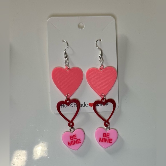 Handmade Jewelry - Handmade Triple Heart Dangle Earrings NEW